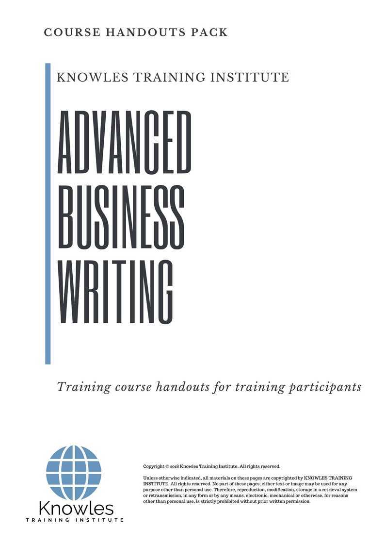 Advanced Business Writing Training Course in Taiwan Handouts