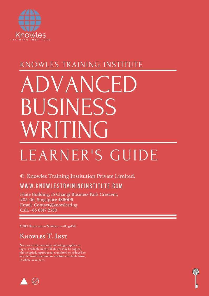 Advanced Business Writing Training Course in Taiwan Learner_s Guide
