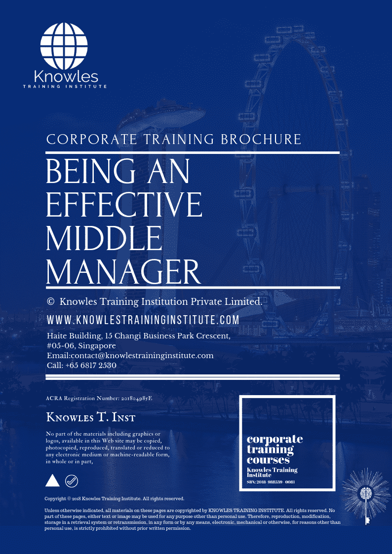 Being an Effective Middle Manager Training Course in Taiwan Brochure