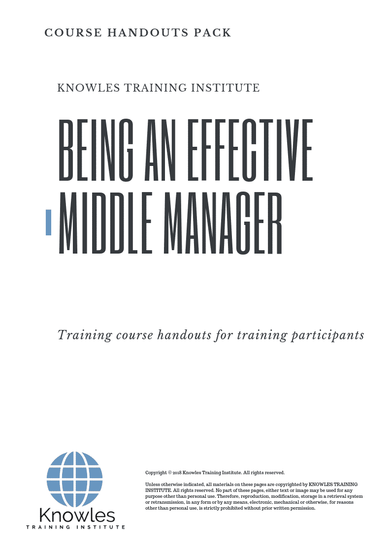 Being an Effective Middle Manager Training Course in Taiwan Handouts