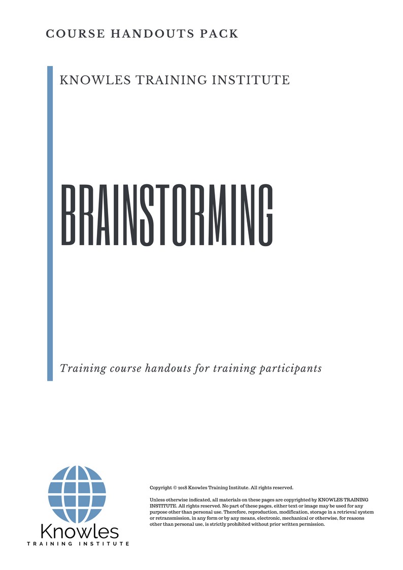 Brainstorming Training Course in Taiwan Handouts