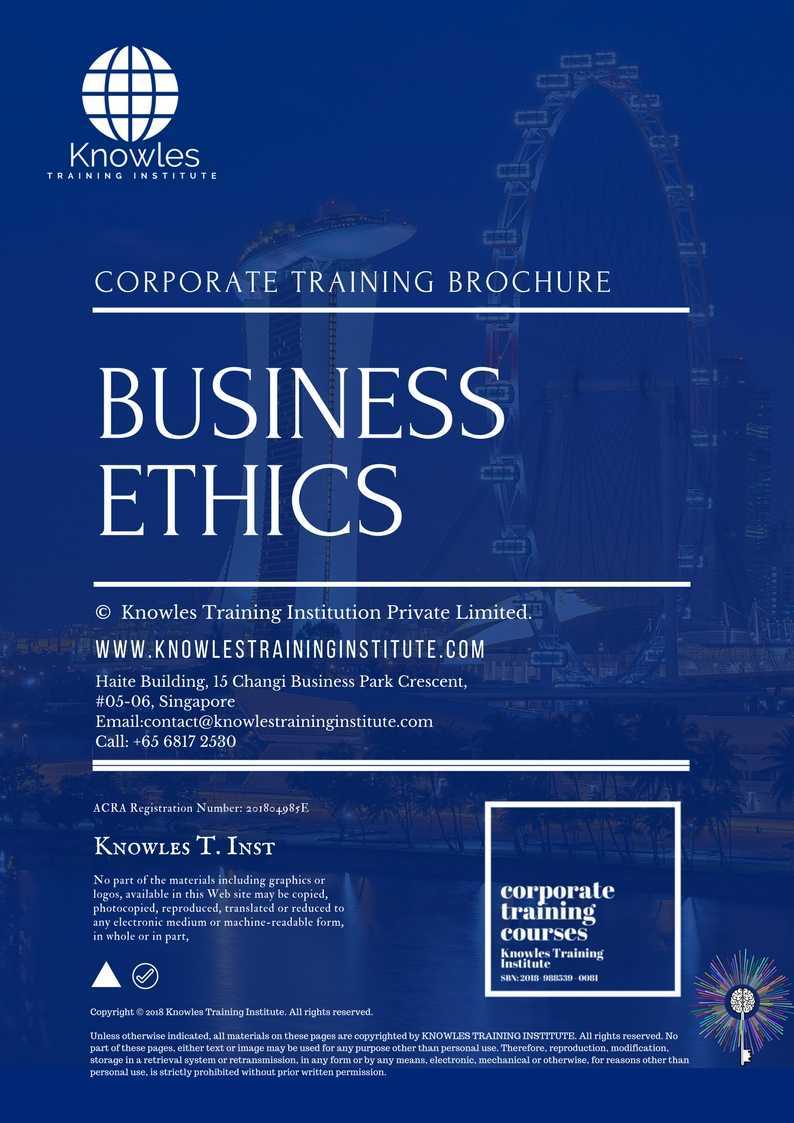 Business Ethics Training Course in Taiwan Brochure