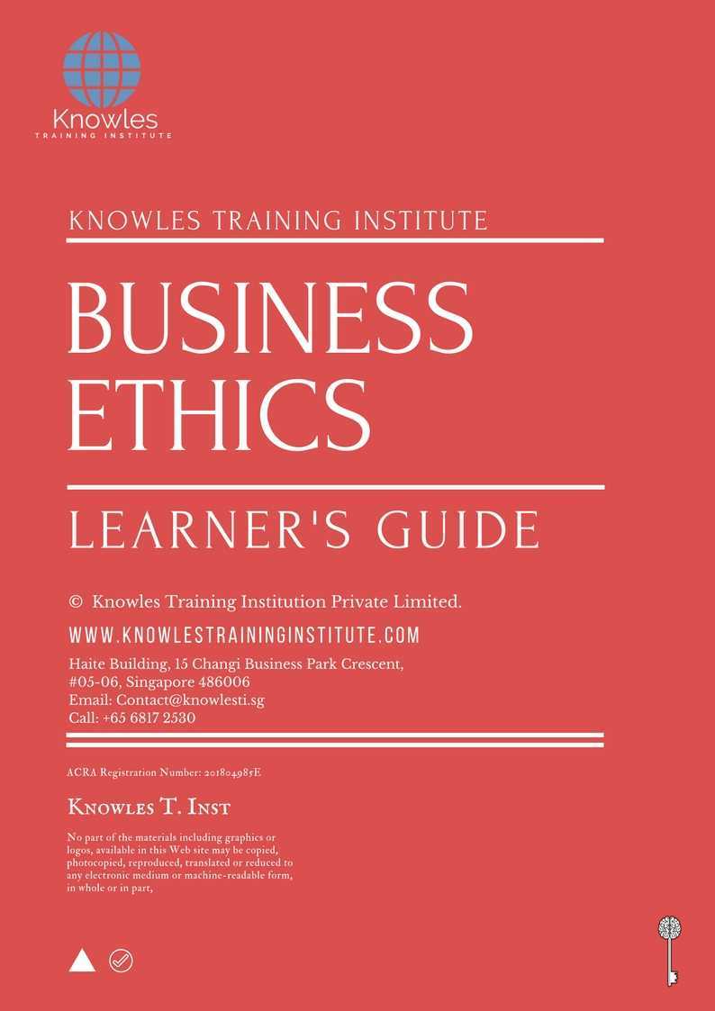 Business Ethics Training Course in Taiwan Learner_s Guide