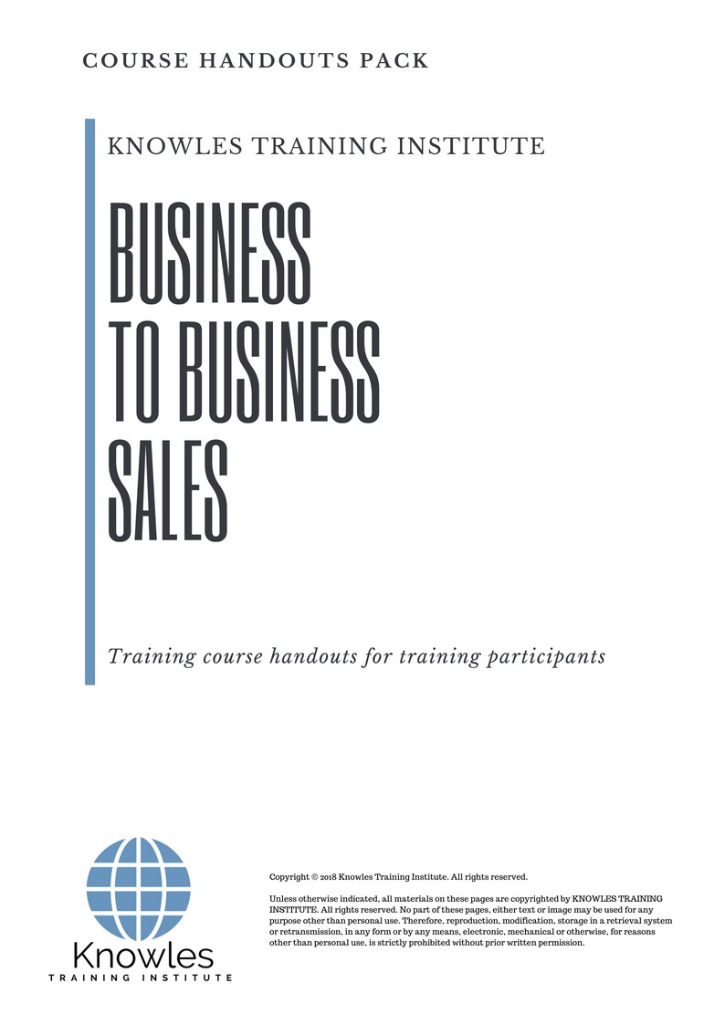 Business To Business Sales Course in Taiwan Handouts