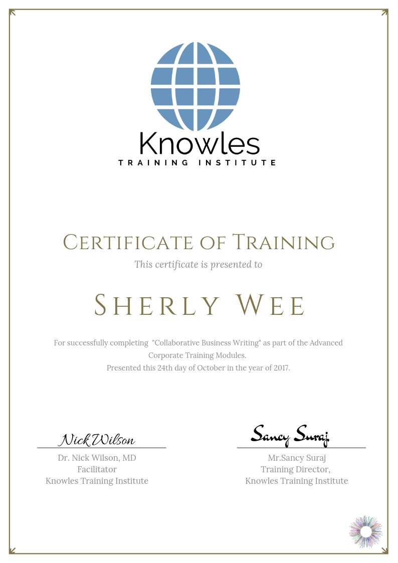 Collaborative Business Writing Course in Taiwan Certificate