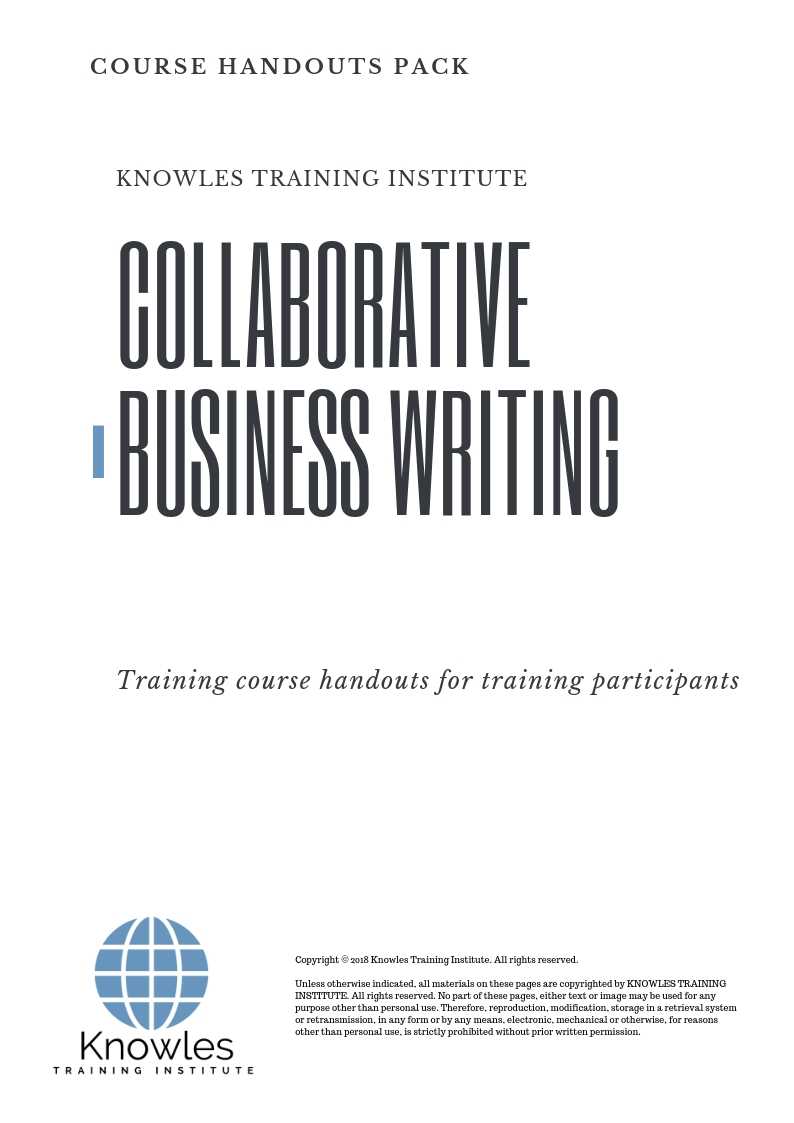 Collaborative Business Writing Course in Taiwan Handouts