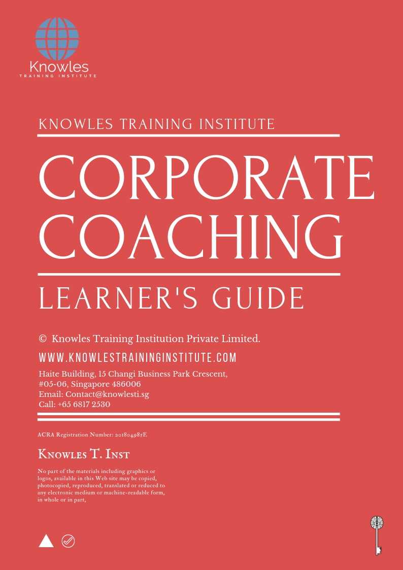 Corporate Coaching Course in Taiwan Learner_s Guide