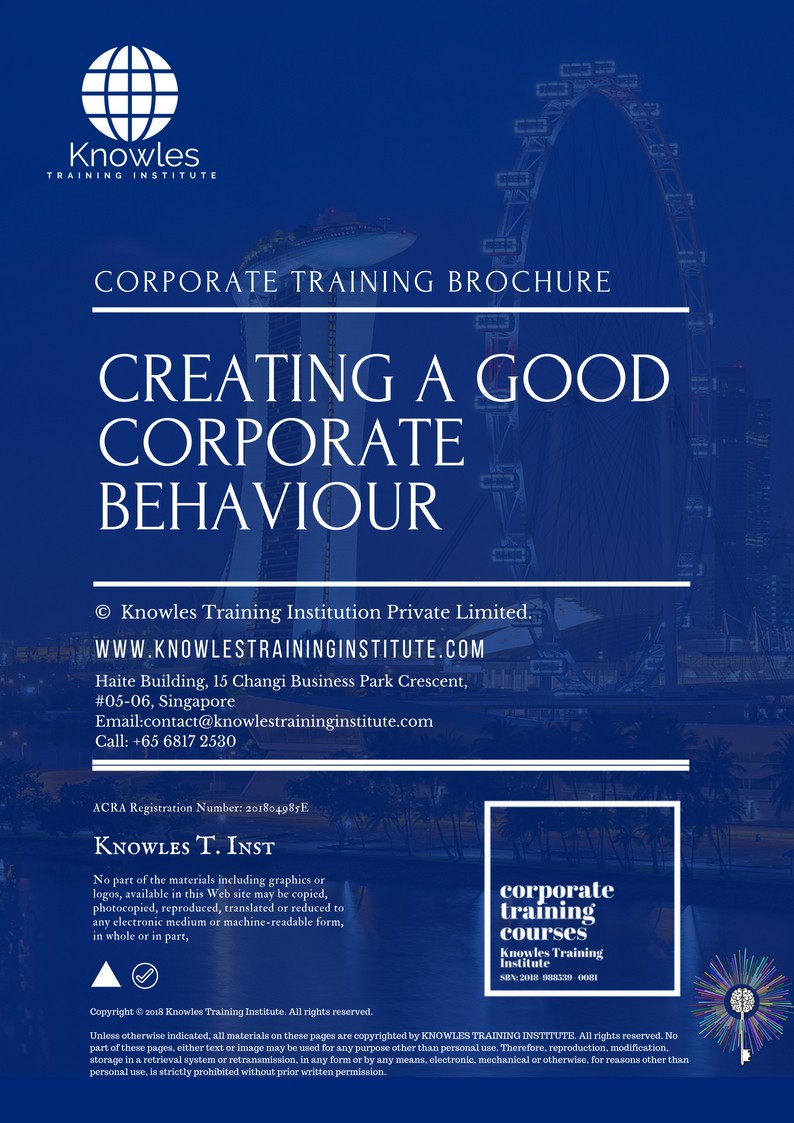 Course Brochure For Creating A Good Corporate Behaviour Training Course in Taiwan