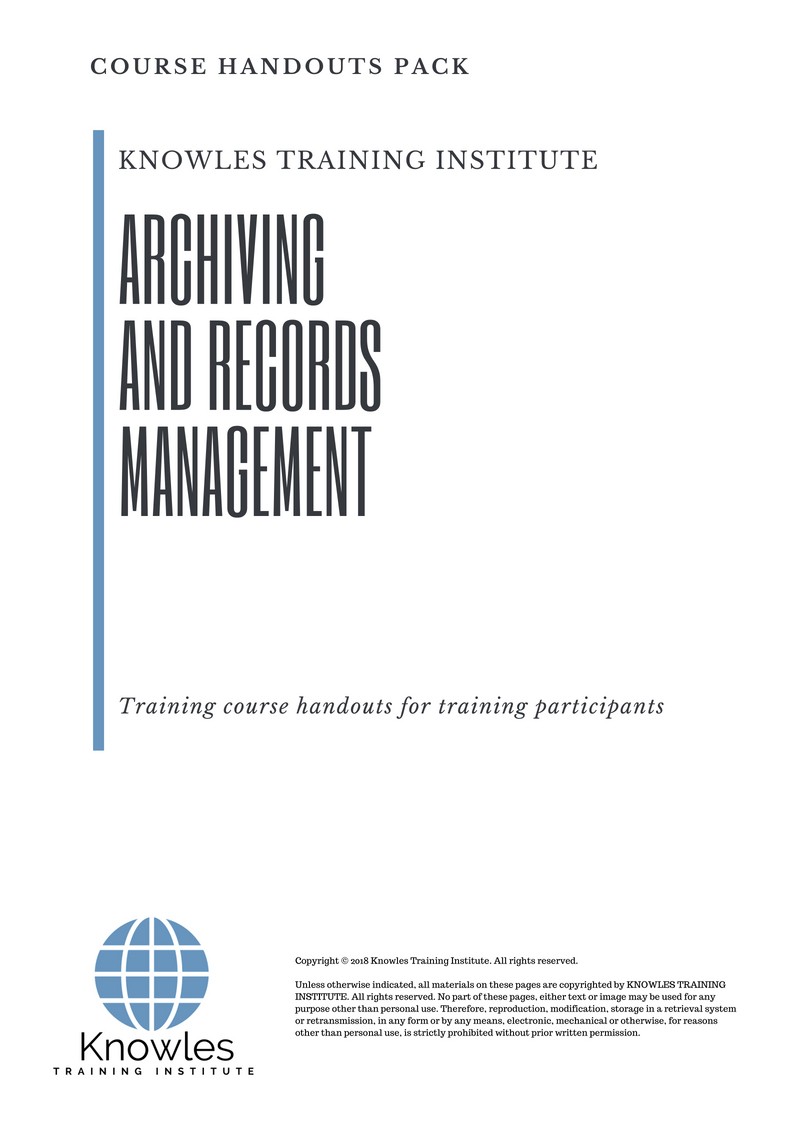 Course Handouts For Archiving And Records Management in Taiwan