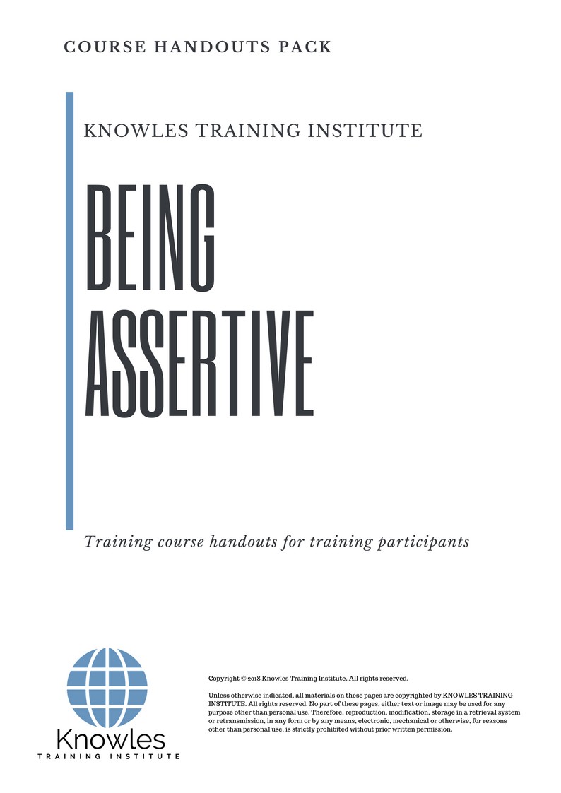 Course Handouts For Being Assertive Training Course in Taiwan