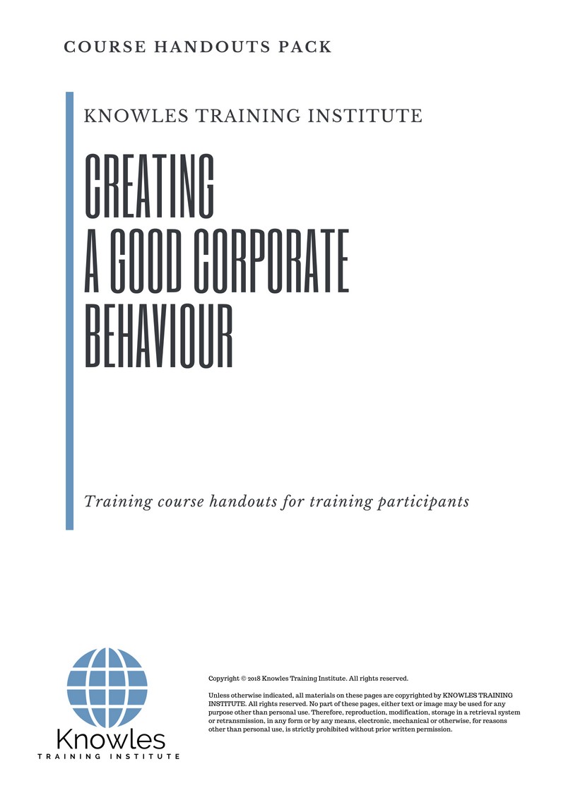 Course Handouts For Creating A Good Corporate Behaviour Course in Taiwan