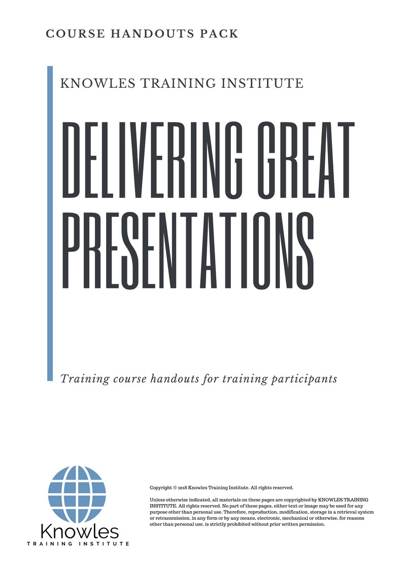 Course Handouts For Delivering Great Presentations Course in Taiwan