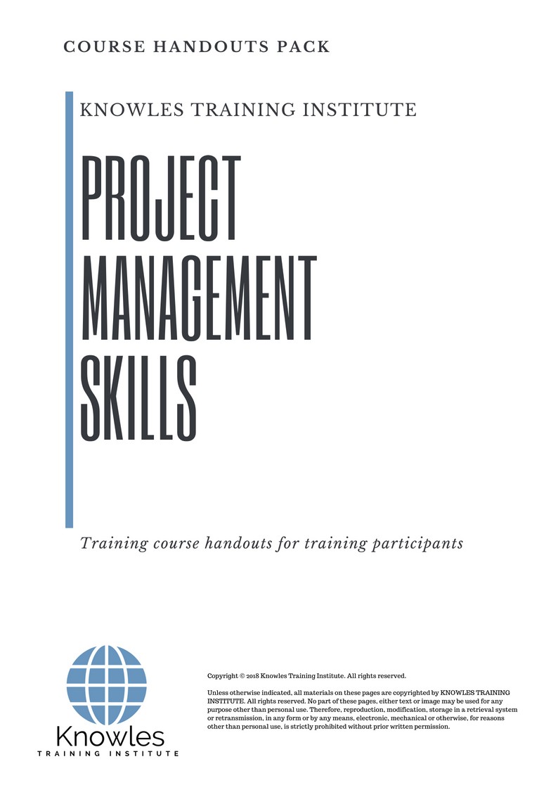 Course Handouts For Project Management Skills Course in Taiwan