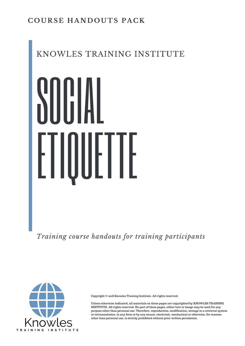 Course Handouts For Social Etiquette Course in Taiwan