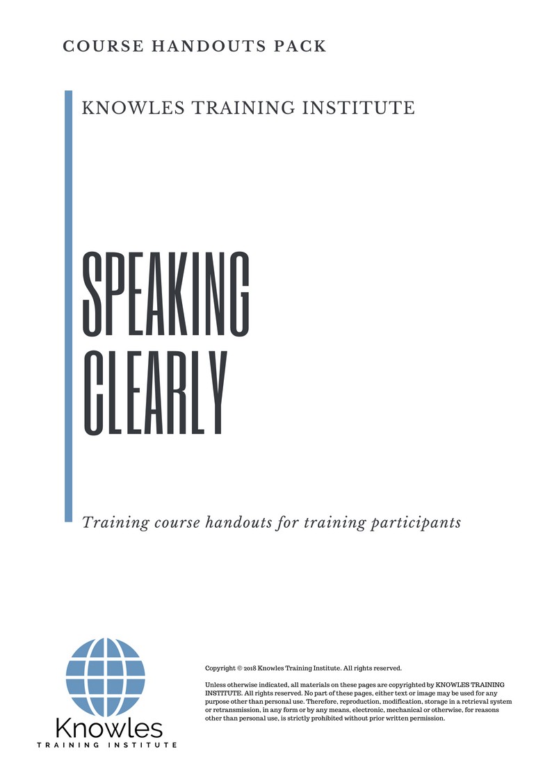 Course Handouts For Speaking Clearly Course in Taiwan
