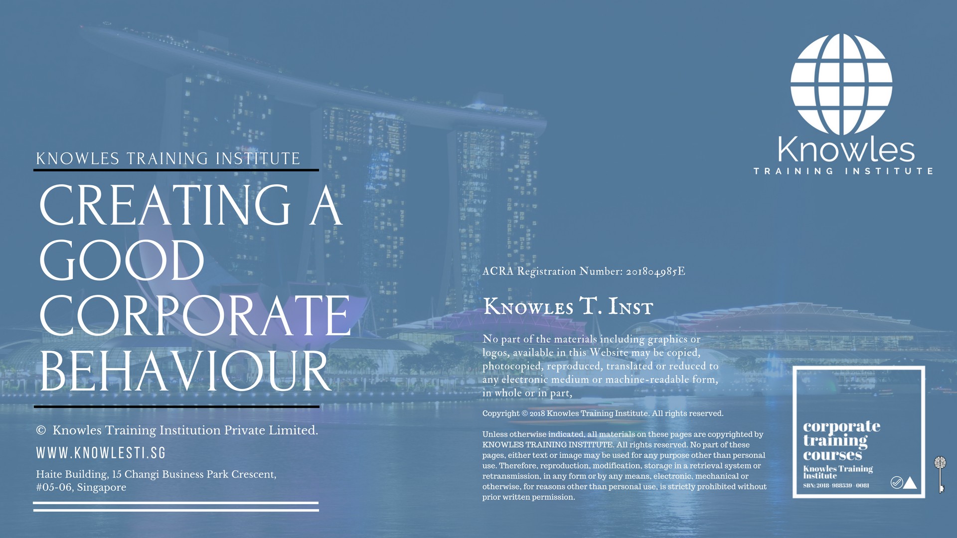 Creating A Good Corporate Behaviour Training Course in Taiwan
