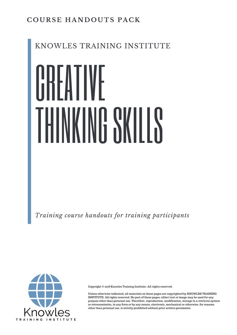 Creative Thinking Skills Course in Taiwan Handouts