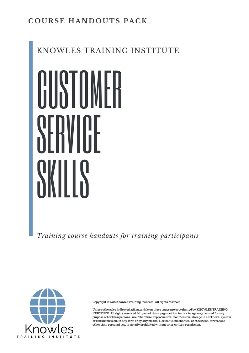 Customer Service Skills Course in Taiwan Handouts