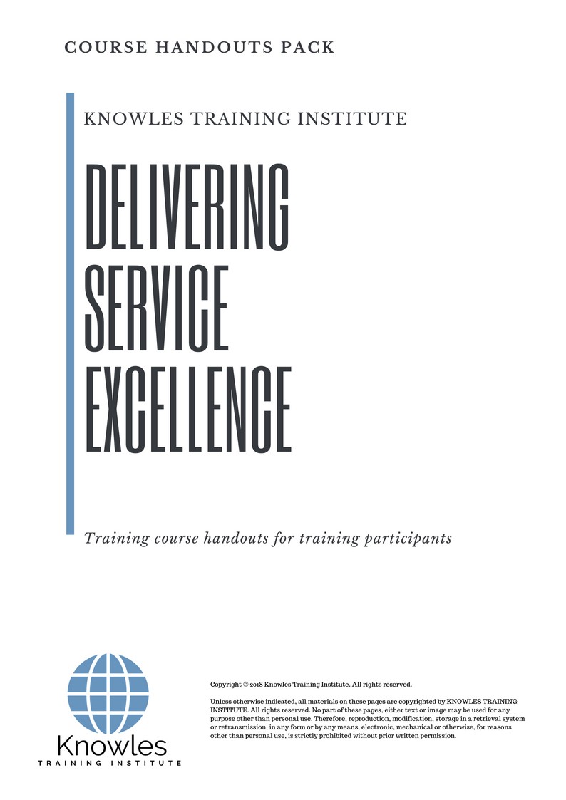 Delivering Service Excellence Course in Taiwan Handouts