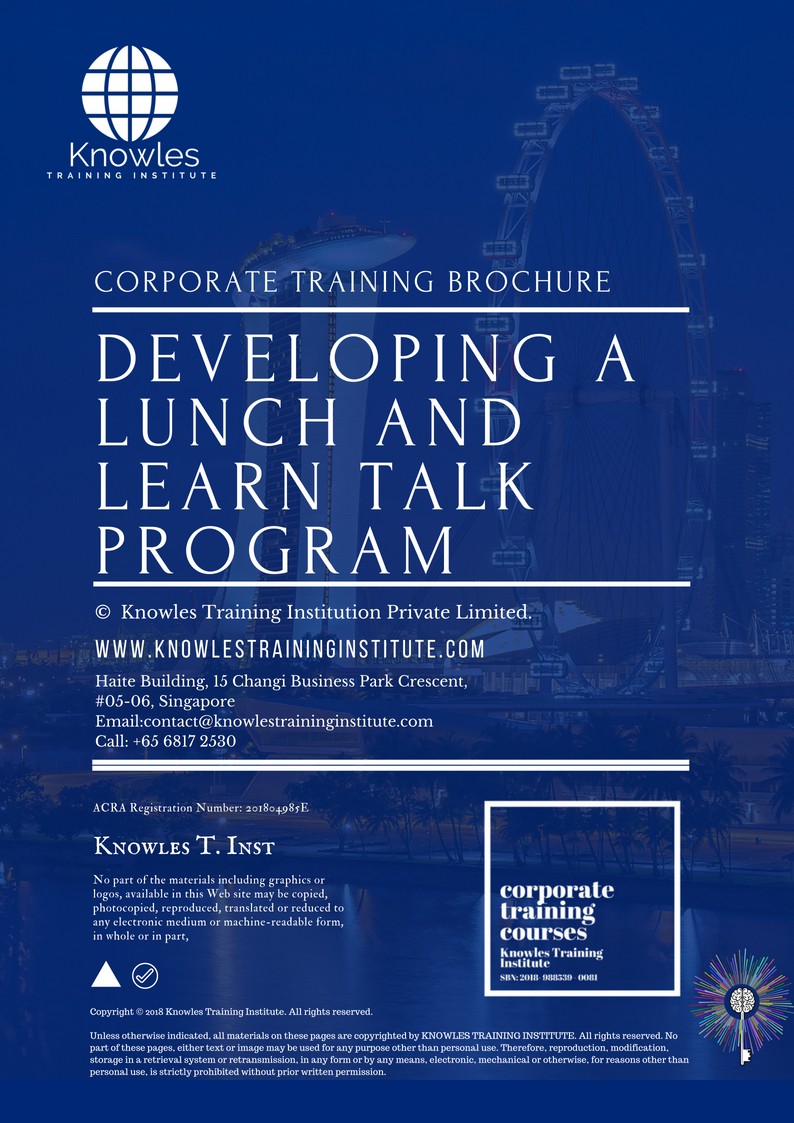 Developing A Lunch And Learn Talk Program Training Course in Taiwan Brochure