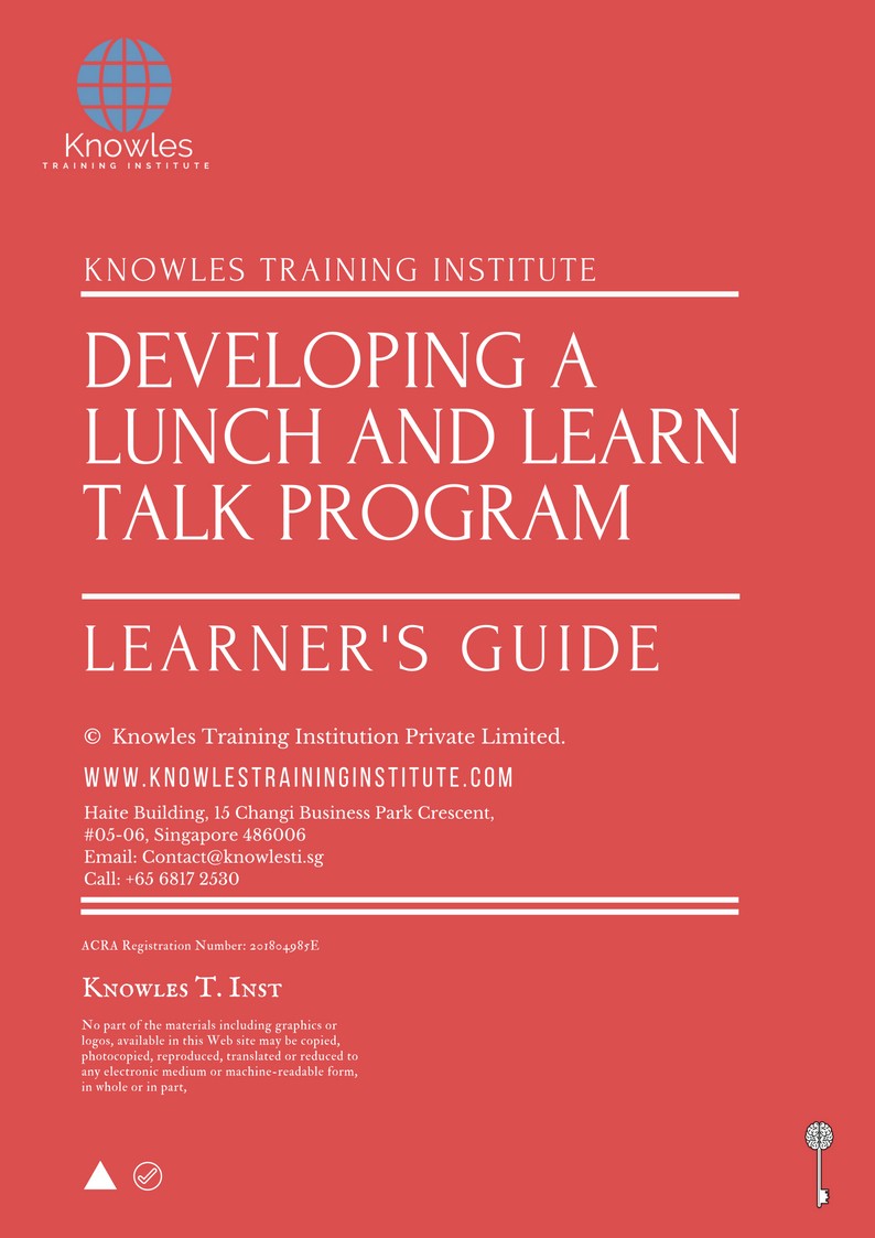 Developing A Lunch And Learn Talk Program Training Course in Taiwan Learner’s Guide