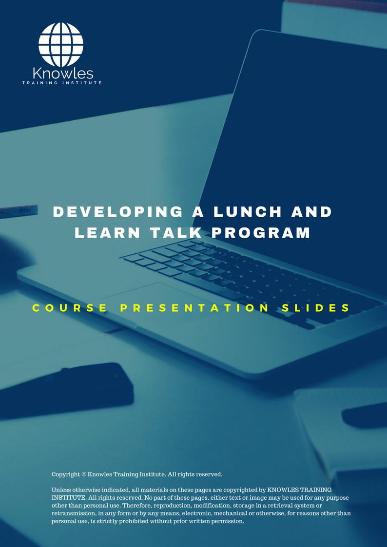 Developing A Lunch And Learn Talk Program Training Course in Taiwan Presentation Slides