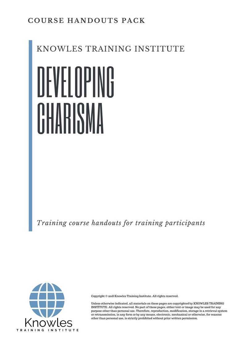 Developing Charisma Training Course in Taiwan Handouts