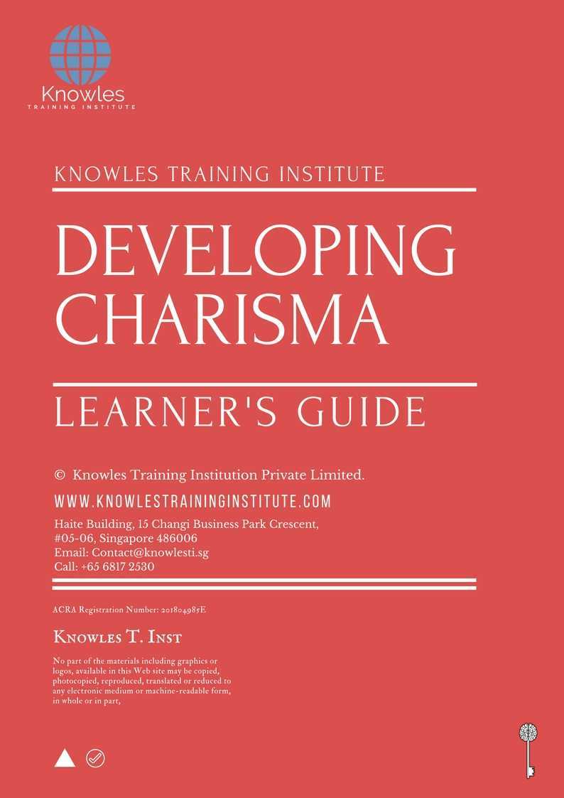 Developing Charisma Training Course in Taiwan Learner_s Guide