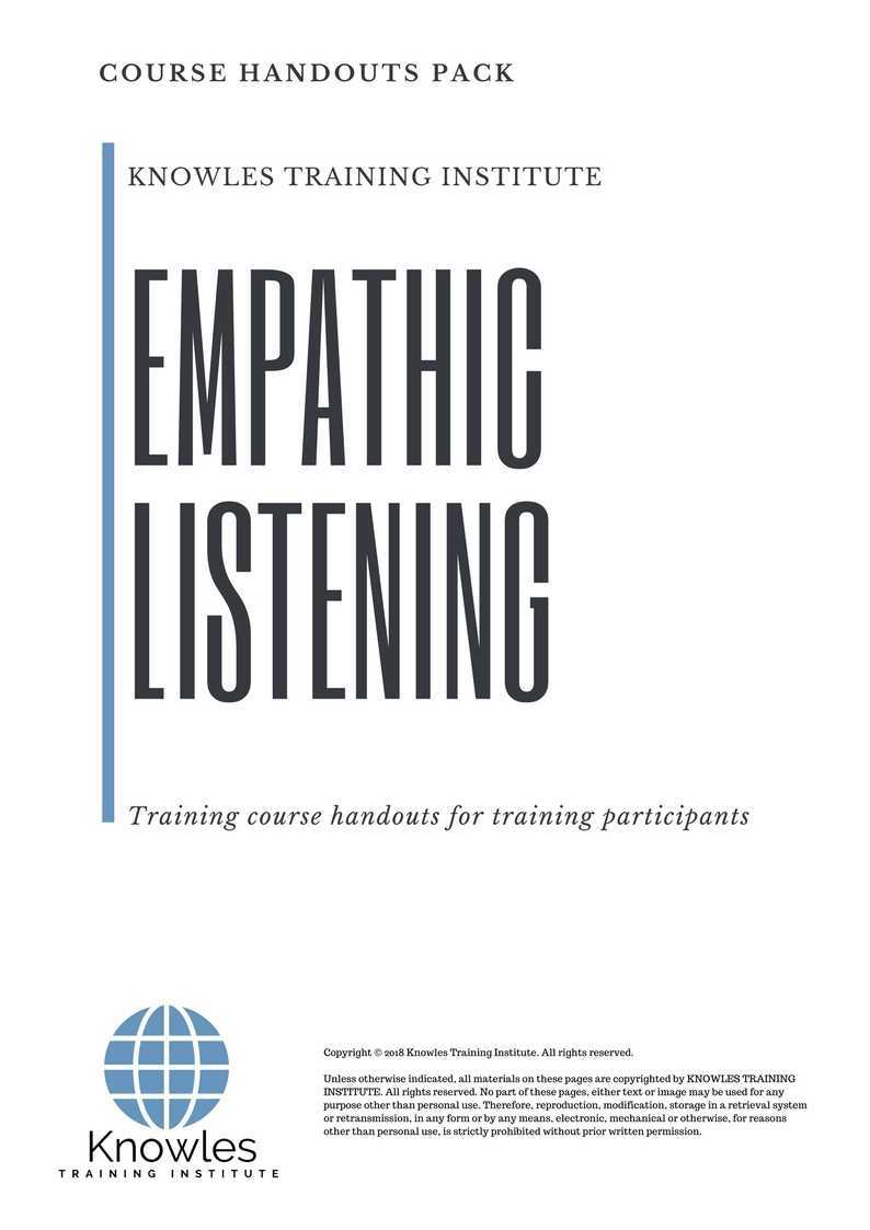 Empathic Listening Training Course in Taiwan Handouts