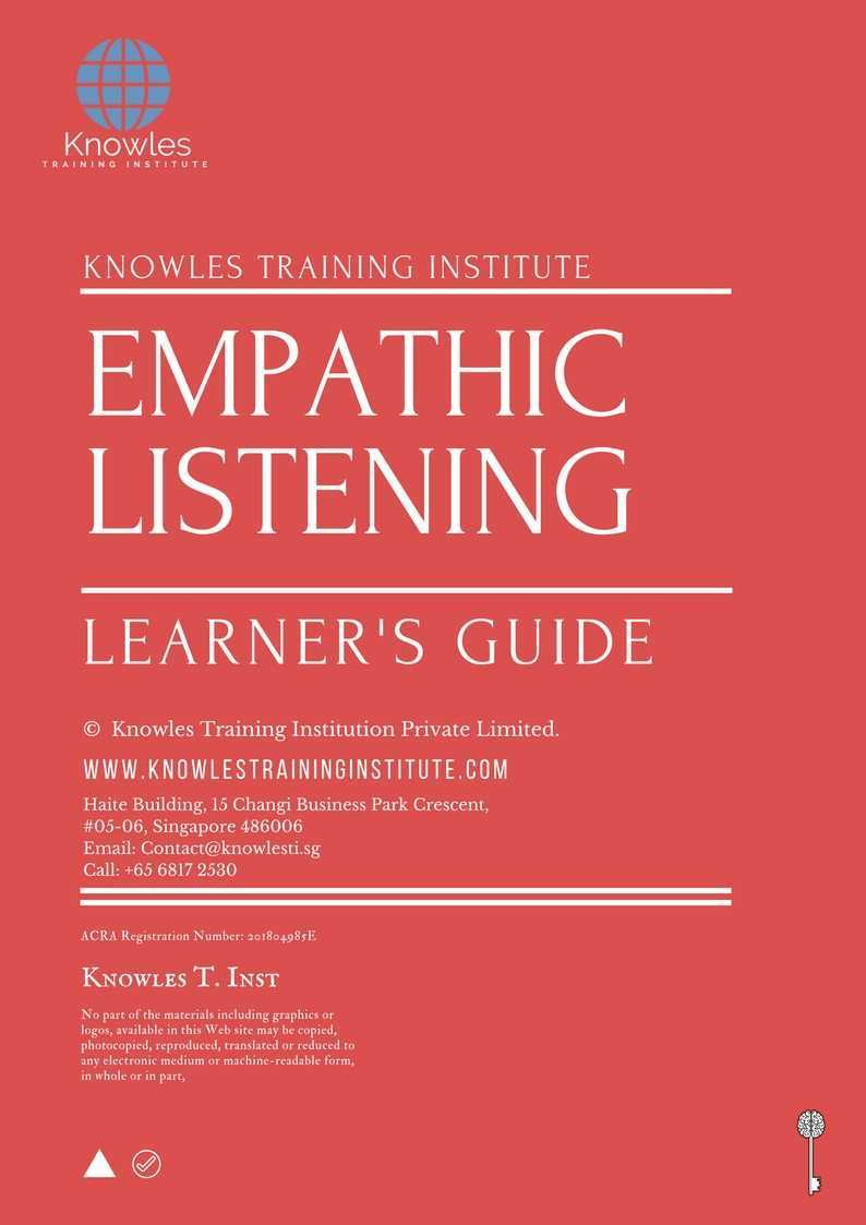 Empathic Listening Training Course in Taiwan Learner_s Guide