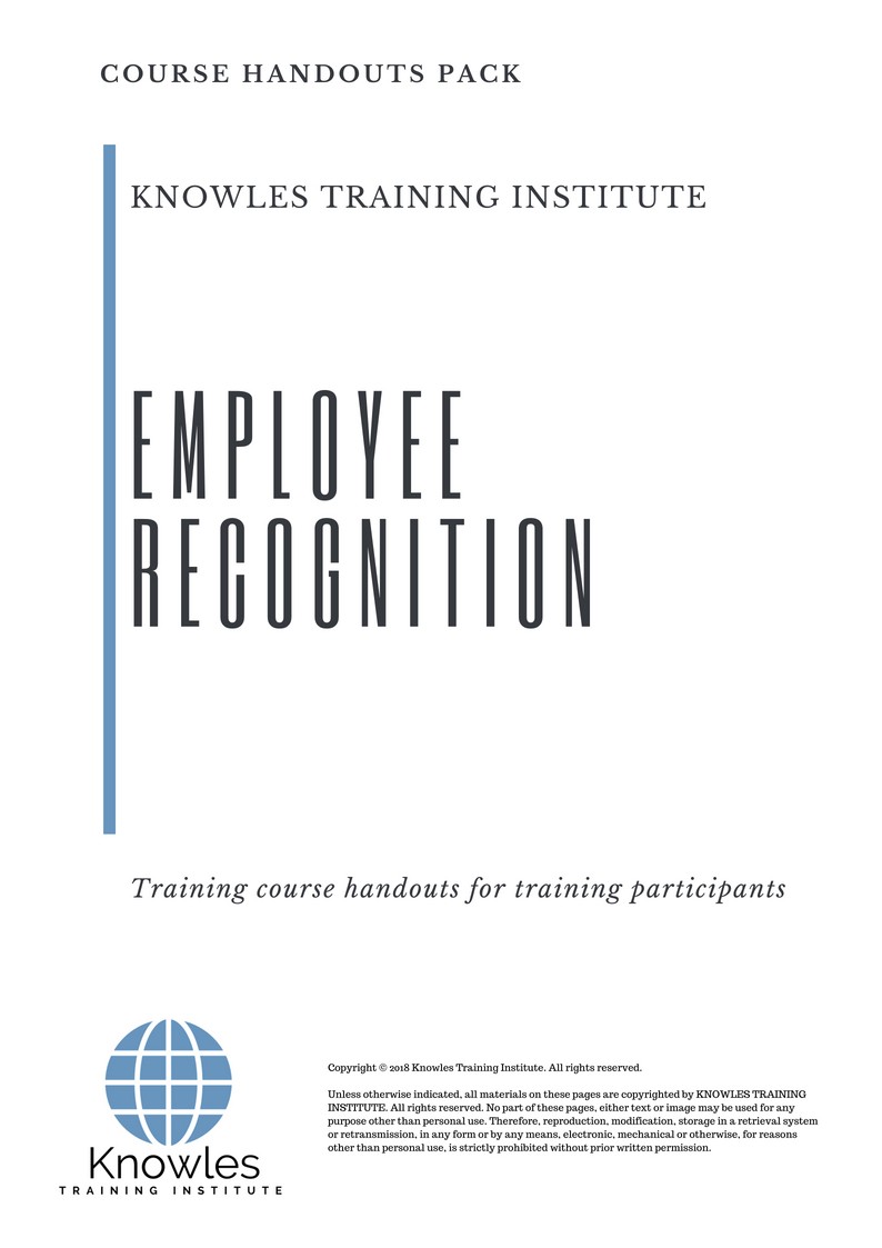 Employee Recognition Training Course in Taiwan Handouts