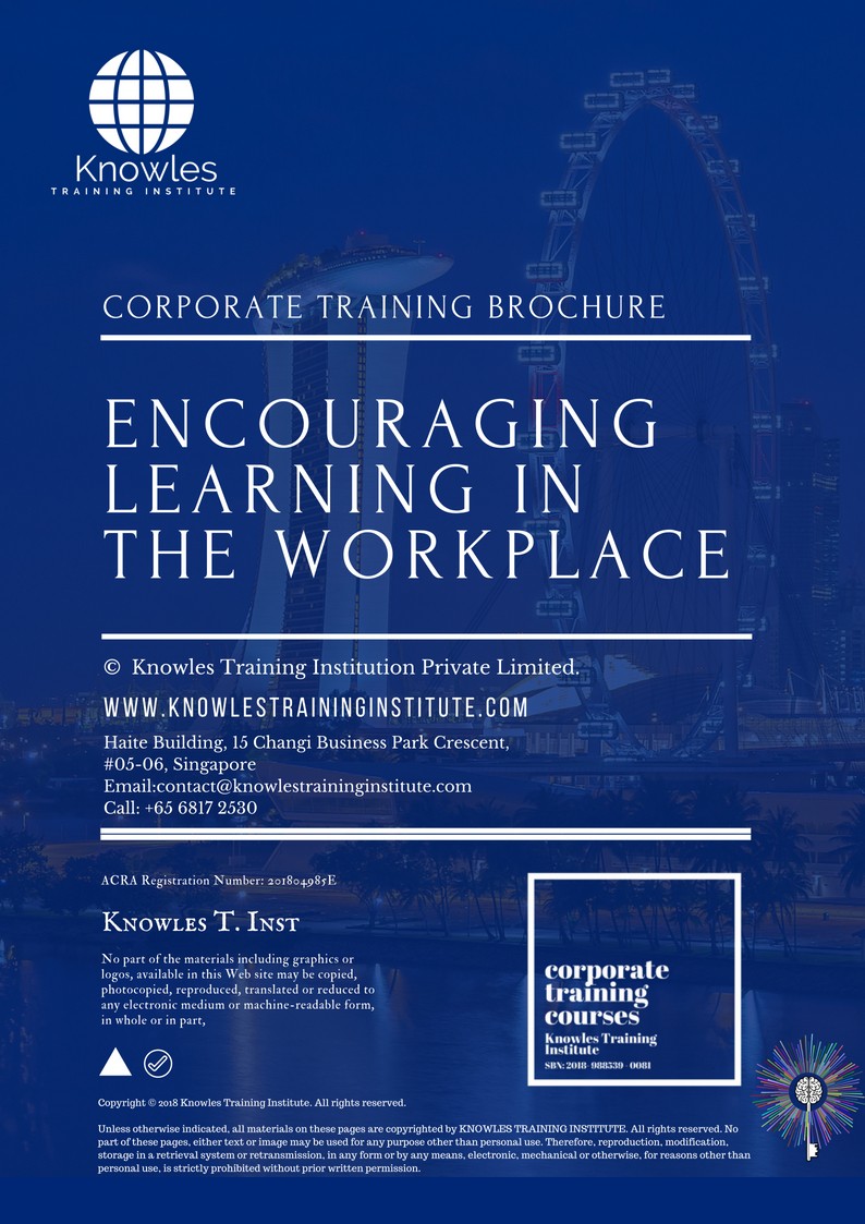 Encouraging Learning In The Workplace Course in Taiwan Brochure