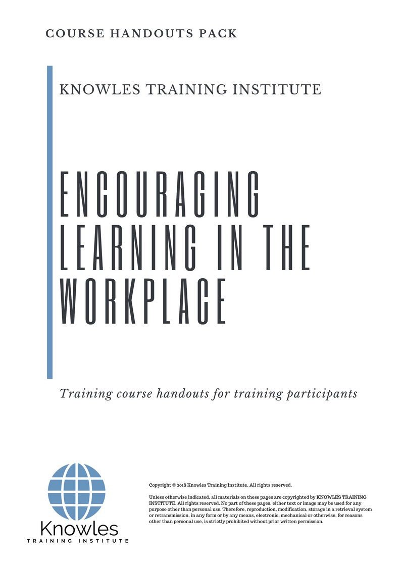 Encouraging Learning In The Workplace Course in Taiwan Handouts