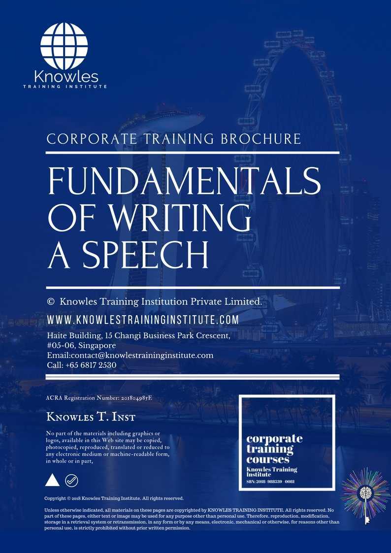 Fundamentals Of Writing A Speech Training Course in Taiwan Brochure