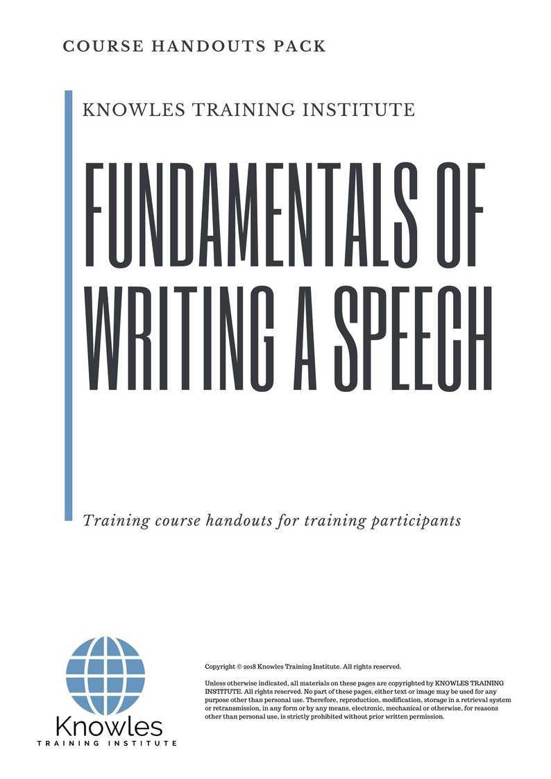 Fundamentals Of Writing A Speech Training Course in Taiwan Handouts