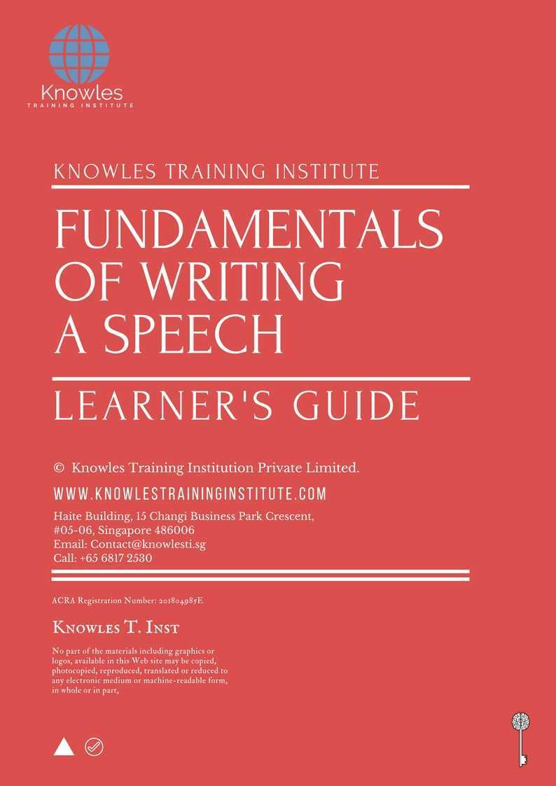 Fundamentals Of Writing A Speech Training Course in Taiwan Learner_s Guide