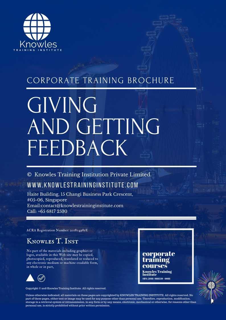 Giving And Getting Feedback Training Course in Taiwan Brochure