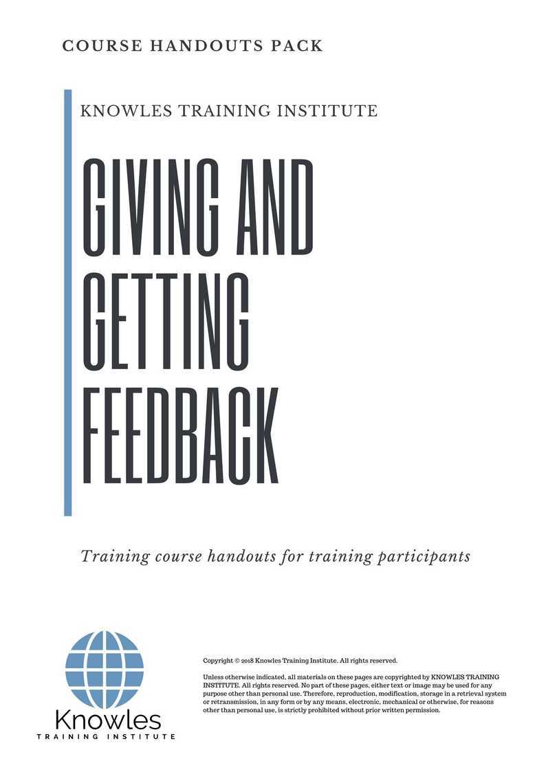 Giving And Getting Feedback Training Course in Taiwan Handouts
