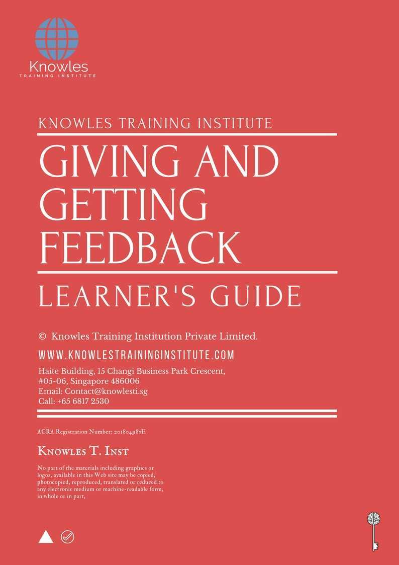 Giving And Getting Feedback Training Course in Taiwan Learner_s Guide