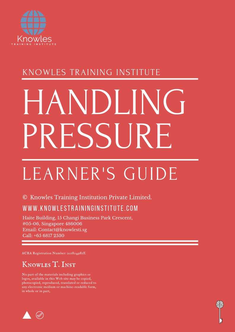 Handling Pressure Training Course in Taiwan Learner_s Guide