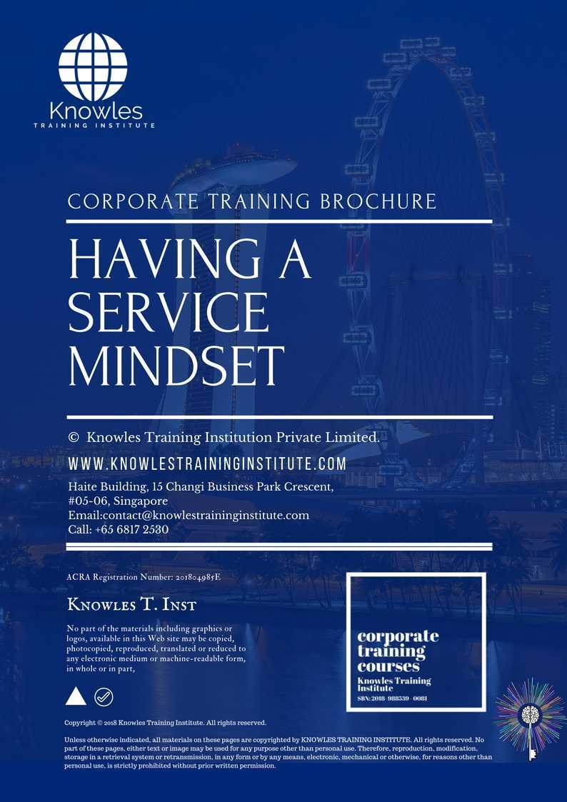Having A Service Mindset Training Course in Taiwan Brochure