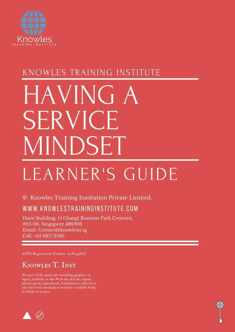 Having A Service Mindset Training Course in Taiwan Learner_s Guide