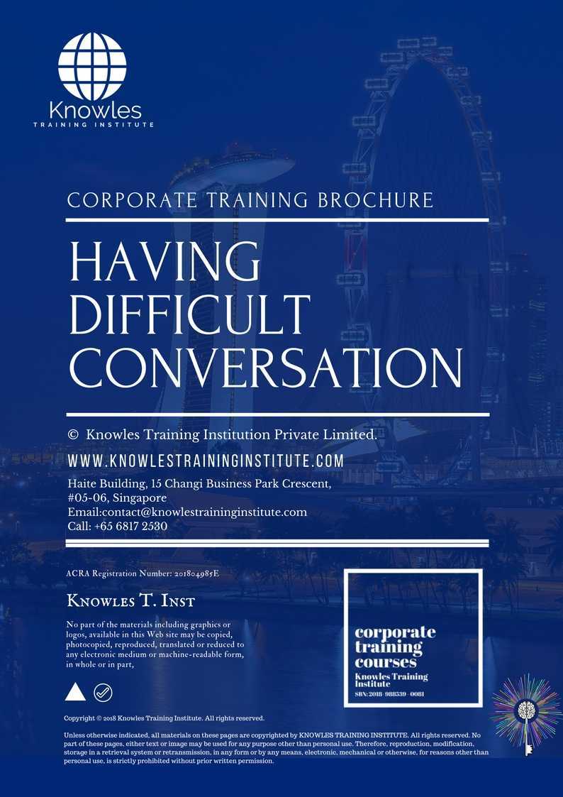 Having Difficult Conversation Training Course in Taiwan Brochure