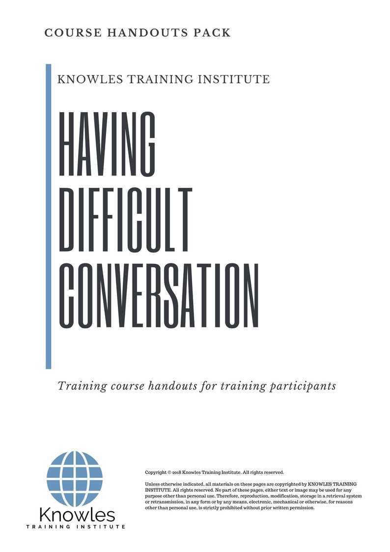 Having Difficult Conversation Training Course in Taiwan Handouts