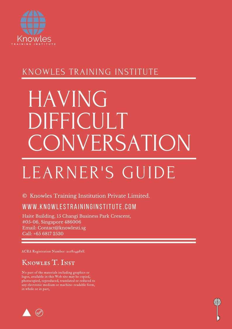 Having Difficult Conversation Training Course in Taiwan Learner_s Guide