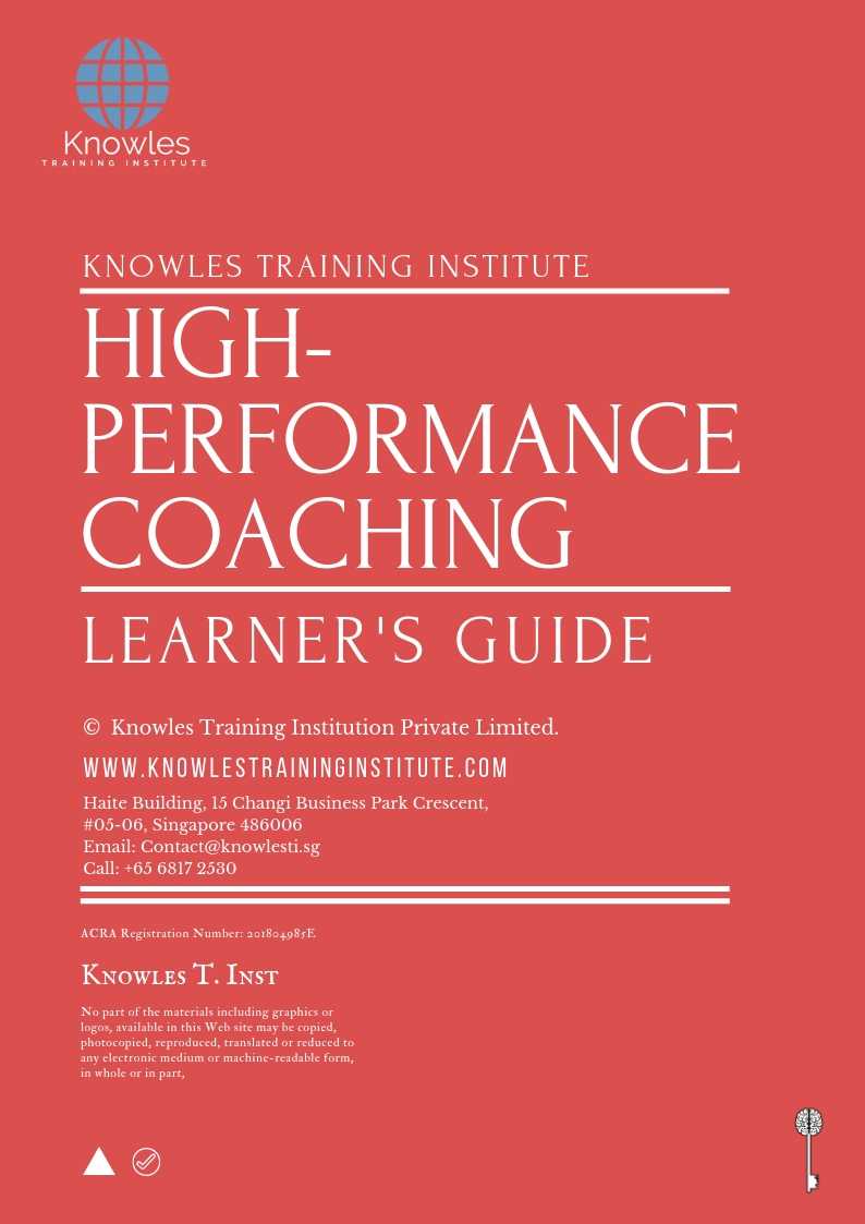 High-Performance Coaching Course in Taiwan Learner_s Guide