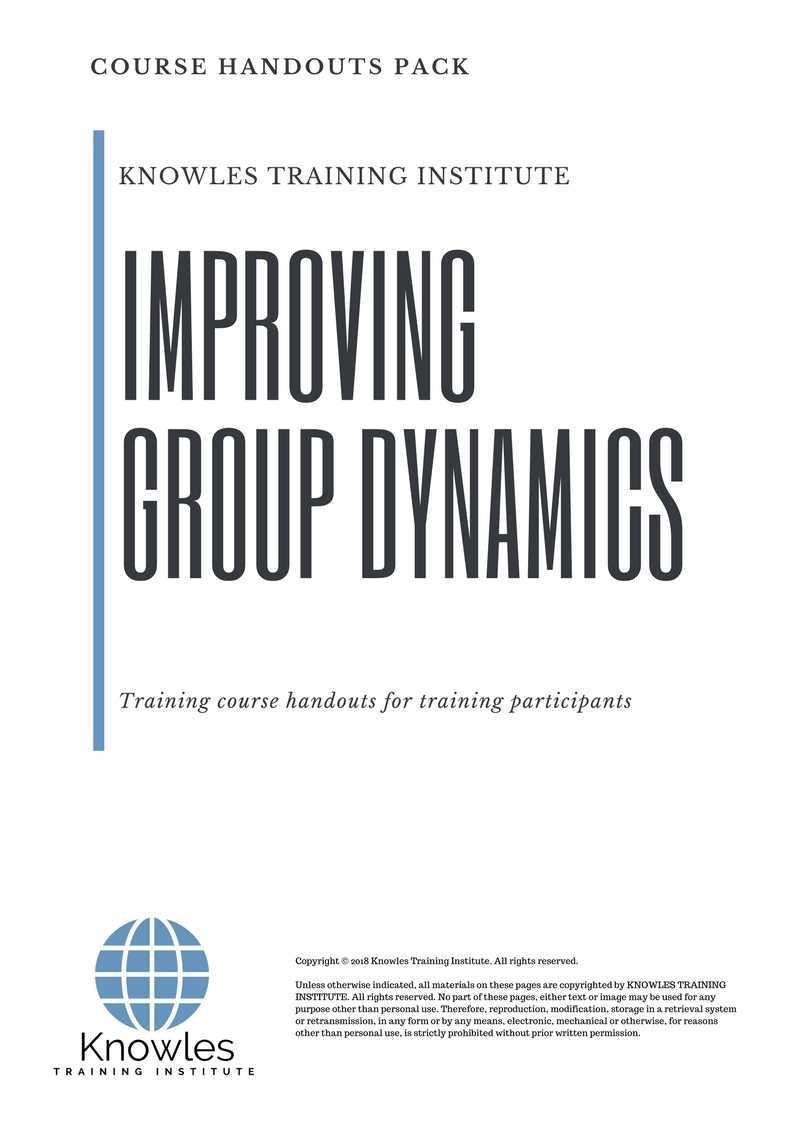 Improving Group Dynamics Training Course in Taiwan Handouts