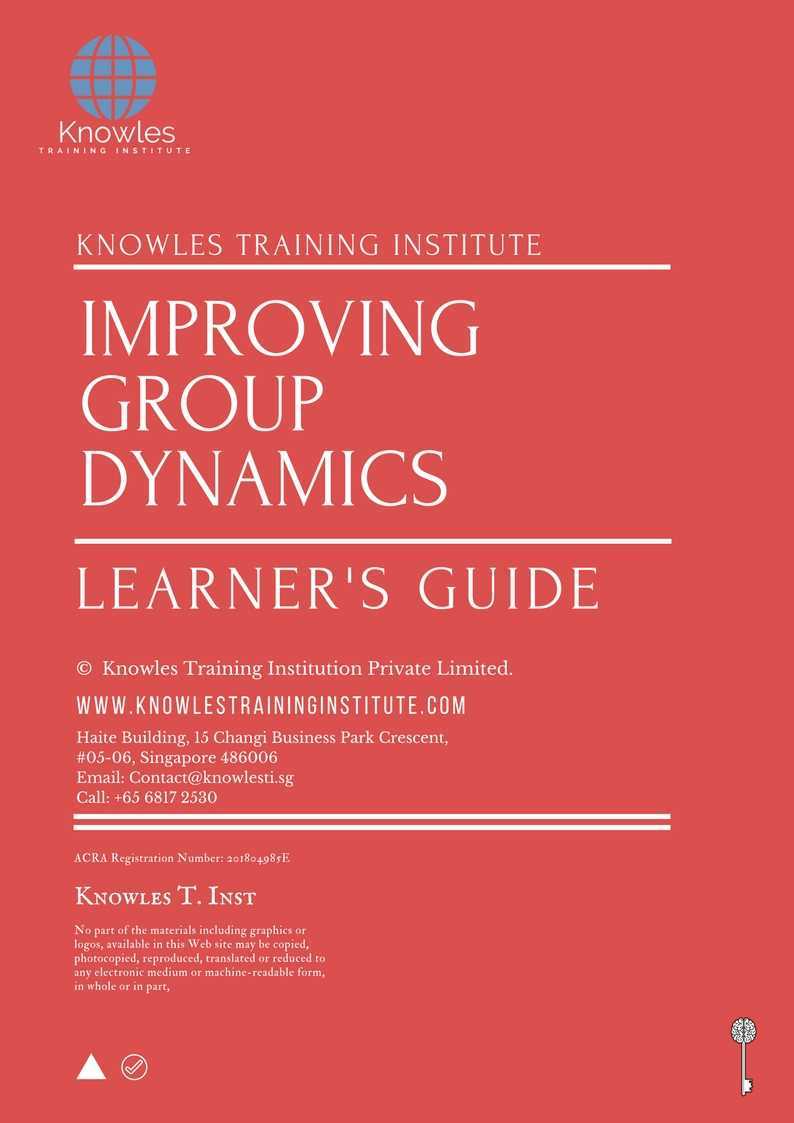 Improving Group Dynamics Training Course in Taiwan Learner_s Guide