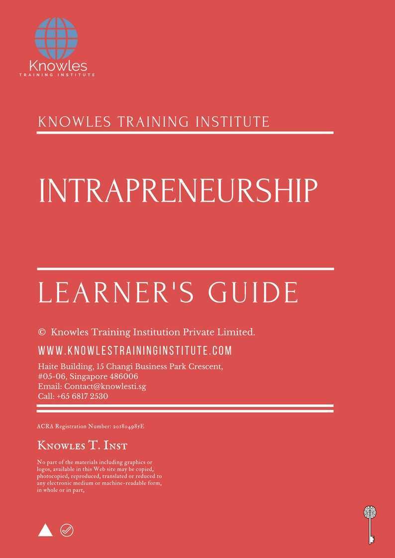 Intrapreneurship Training Course in Taiwan Learner_s Guide