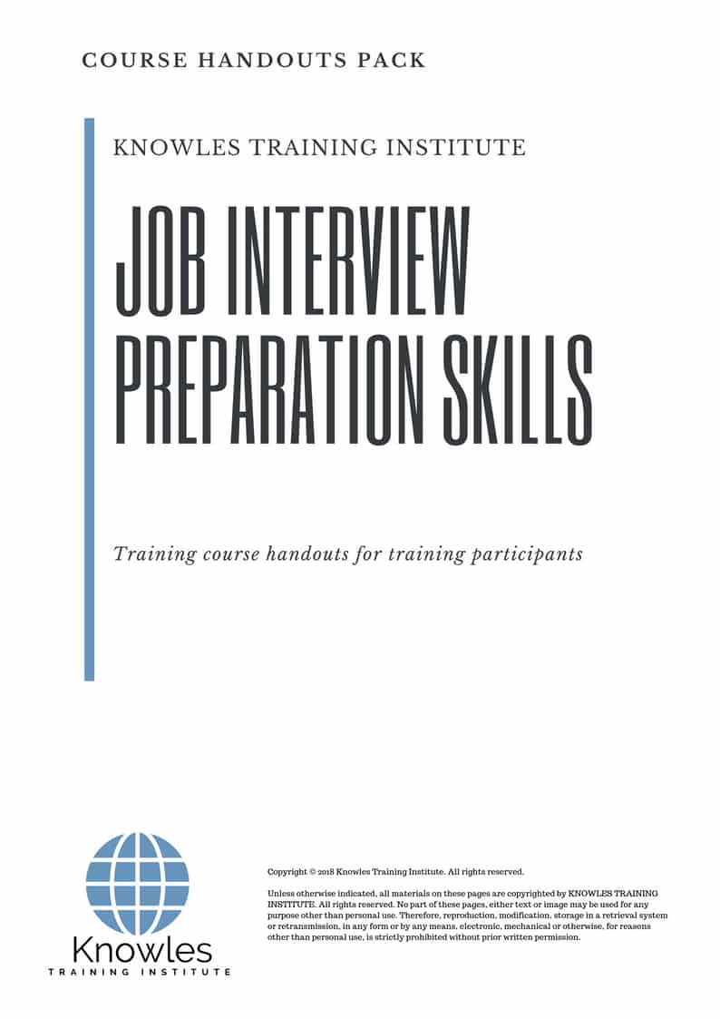 Job Interview Preparation Skills Course in Taiwan Handouts
